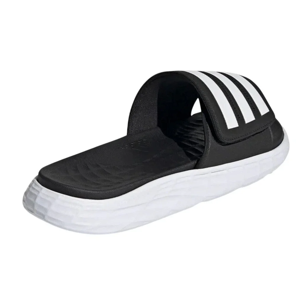Adidas Duramo SL Slide Sandals Black White Mens Size 7 NEW NIB Athletic FY8786